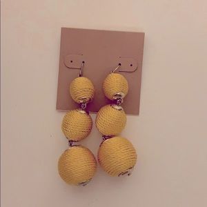 3 Tier Ball Drop Dangle Earrings Gold Thread